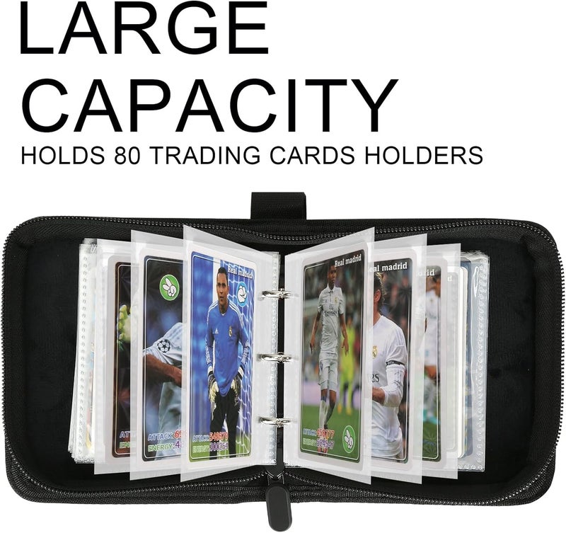 GERMUN Mini Card Binder 1 Pocket, 80 Pockets Trading Card Binder, Premium Small 2 Pocket Trading Card Collection Album Folder with 40 Sleeves Double Sided - Gifts for Kids (Black） - Image 3